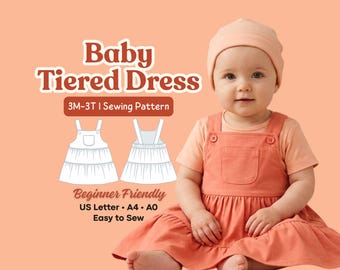 Patron de couture PDF pour robe à volants bébé, robe froncée pour petite fille, tenue à plusieurs couches 3 mois-3 ans