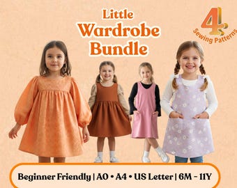 Ensemble de patrons de couture pour enfants, robe pour petites filles (6 mois à 11 ans), patrons pour enfants, téléchargement PDF