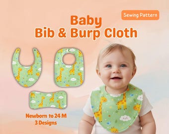 Patron de couture pour bavoir et lange pour bébé (0-24 mois) (Téléchargement numérique)