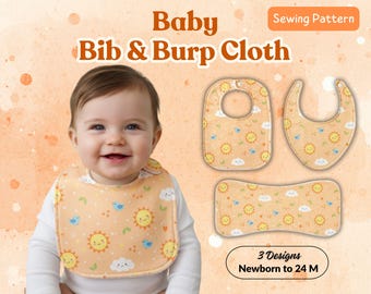 Patron de couture PDF pour bavoir bébé, patron de lange, 3 modèles (Nouveau-né à 24 mois) (Téléchargement numérique)