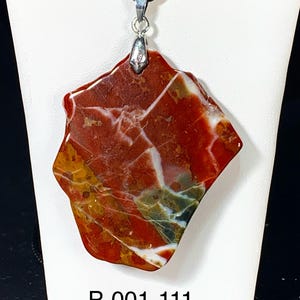 Lightning Stone Pendant – 2" x 1 1/2" – Natural Stone Necklace – Unique Patterned Jewelry