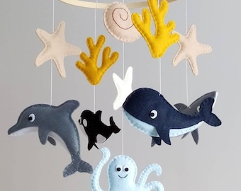 Ocean Baby Mobile: Felt Sea Animals Nursery Decor