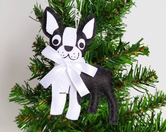 Customizable Boston Terrier - Felt Ornaments - Christmas Decoration - Party Favor