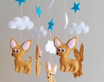 Chihuahua Baby Mobile - Wooden Hoop Baby Mobile