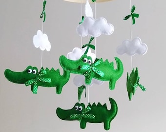 Alligators Baby Mobile - Wooden Hoop Baby Mobile