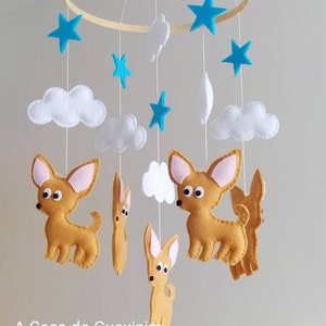 Chihuahua Baby Mobile Wooden Hoop Baby Mobile image 1