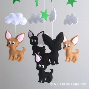 Chihuahua Baby Mobile Wooden Hoop Baby Mobile image 2
