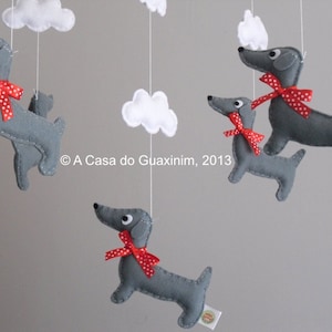 Dachshund Baby Mobile Wooden Hoop Baby Mobile image 1