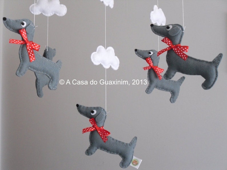 Dachshund Baby Mobile Wooden Hoop Baby Mobile image 1