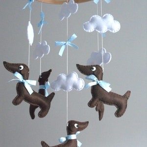 Dachshund Baby Mobile Wooden Hoop Nursery decoration Baby Shower image 7