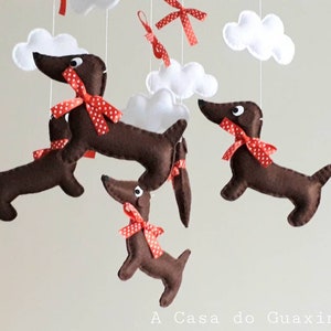 Dachshund Baby Mobile Wooden Hoop Nursery decoration Baby Shower image 3