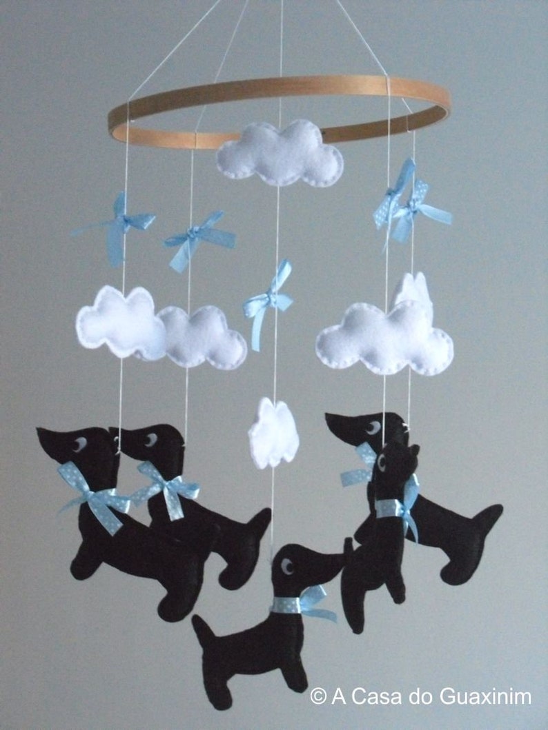 Dachshund Baby Mobile Wooden Hoop Baby Mobile image 3