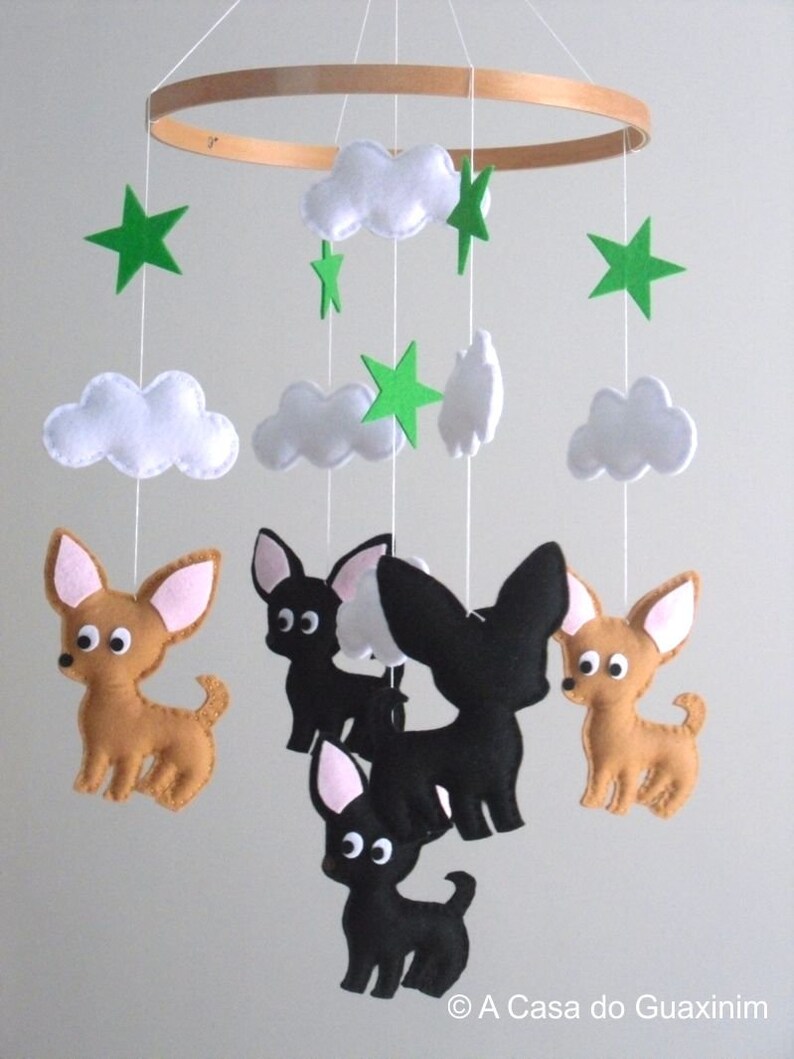 Chihuahua Baby Mobile Wooden Hoop Baby Mobile image 2