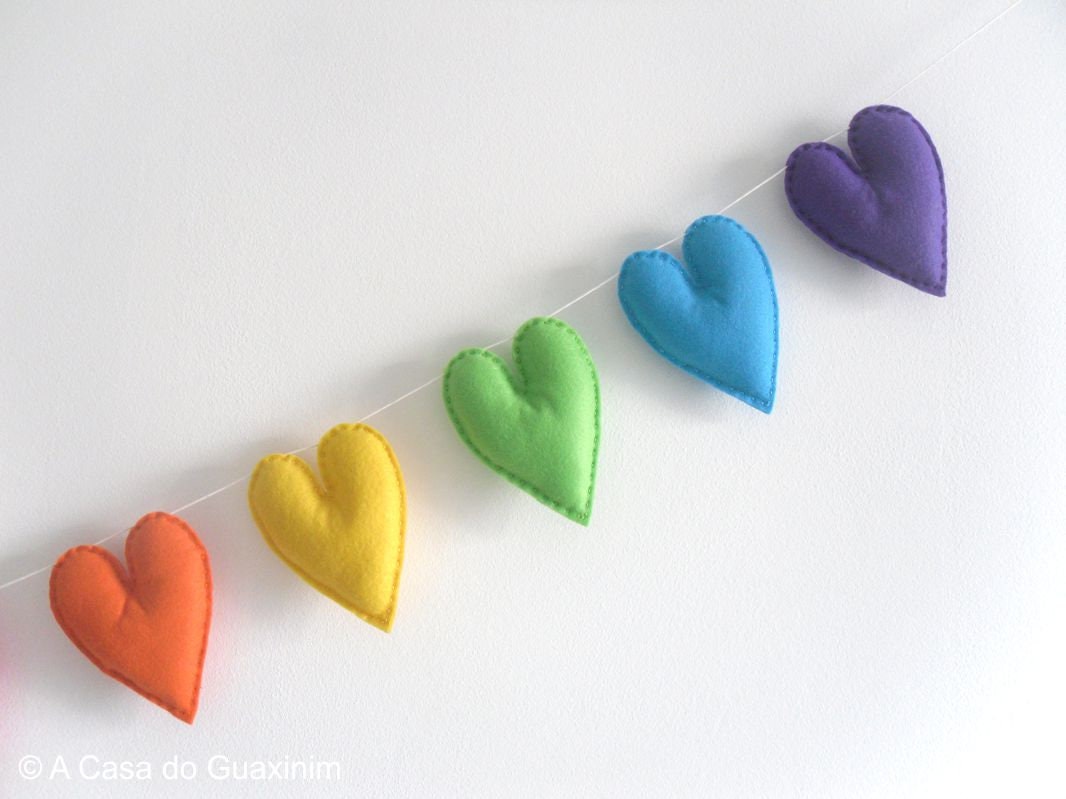 Rainbow Heart Garland Heart Banner Heart Garland Felt Etsy UK