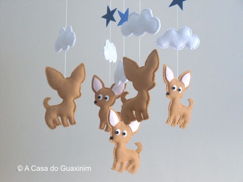 Chihuahua Baby Mobile Wooden Hoop Baby Mobile image 7
