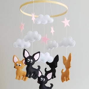 Chihuahua Baby Mobile Wooden Hoop Baby Mobile image 5