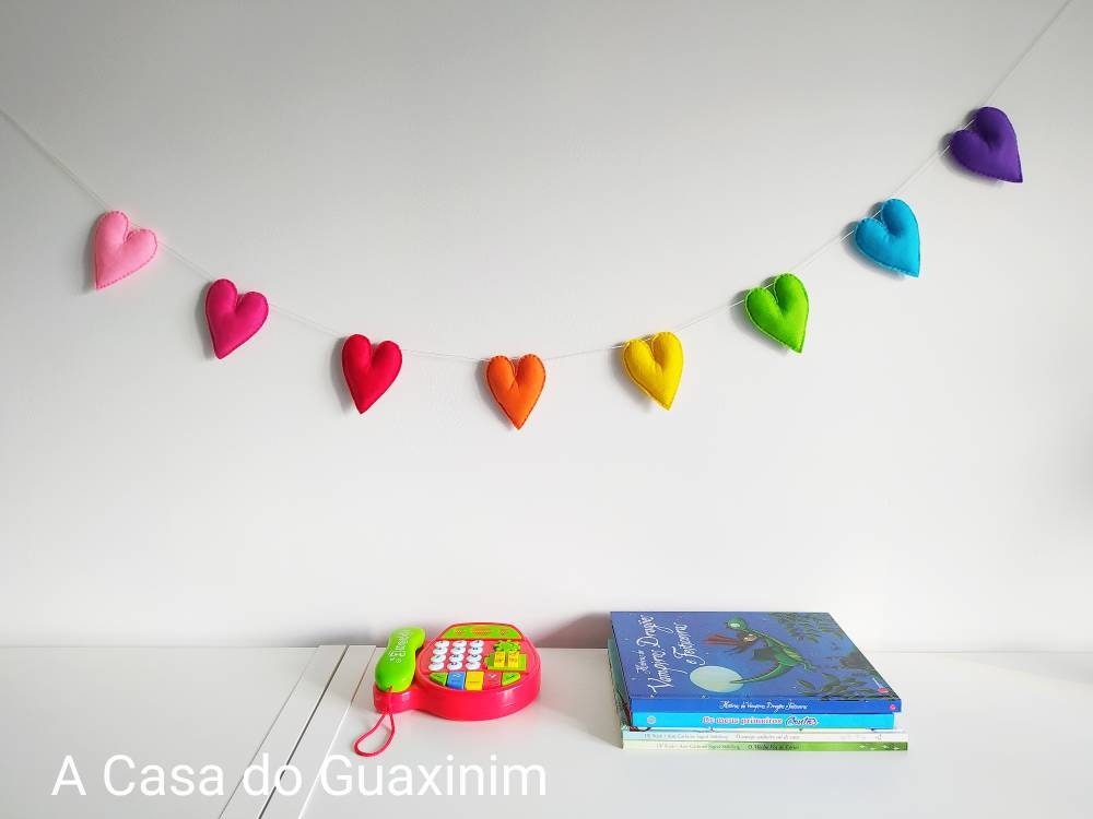 Rainbow Heart Garland Heart Banner Heart Garland Felt Etsy