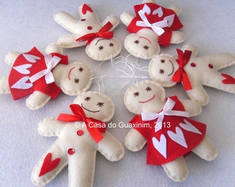 Gingerbread Couple - Gingerbreadman - Christmas ornaments - Set of 3