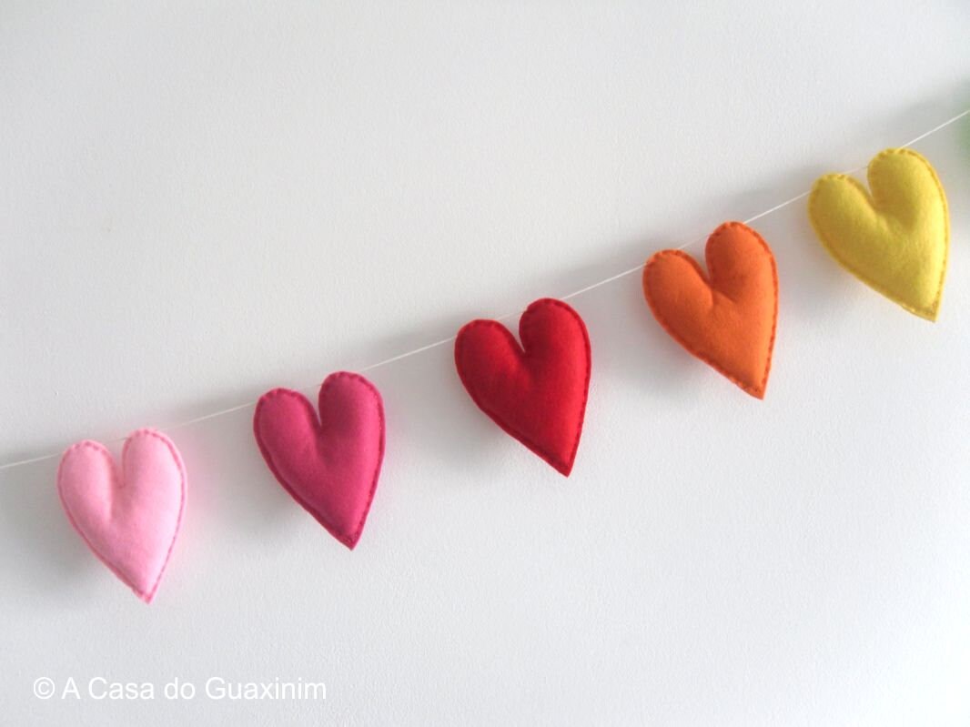 Rainbow Heart Garland Heart Banner Heart Garland Felt Etsy UK