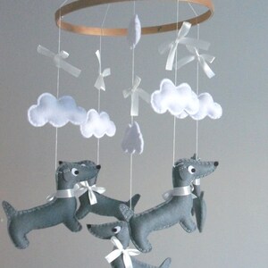 Dachshund Baby Mobile Wooden Hoop Baby Mobile image 2