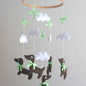 Dachshund Baby Mobile Wooden Hoop Nursery decoration Baby Shower image 4