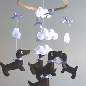 Dachshund Baby Mobile Wooden Hoop Nursery decoration Baby Shower image 6