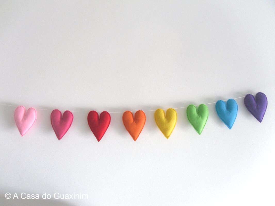 Rainbow Heart Garland Heart Banner Heart Garland Felt Etsy UK