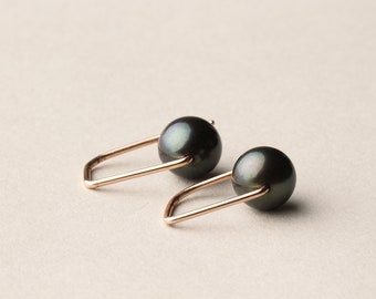 Perlenohrringe in Silber, Gold, Rosegold, Schwarz, Perlen Creole, pearl earrings