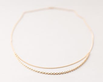 Minimal Multi-row necklace in gold