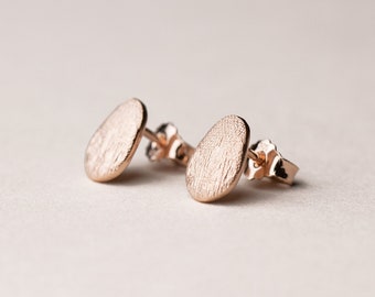 Pebble earrings Amia in rosegoldplated silver, earrings studs rosegold, oval earrings, button earrings, gifts for her, bridal jewelry