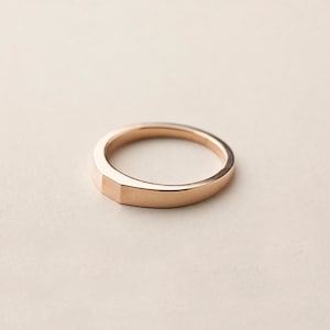 Modern signet ring silver goldplated rosegoldplated, minimalistic signet ring woman, faceted ring silver, delicate engagament ring