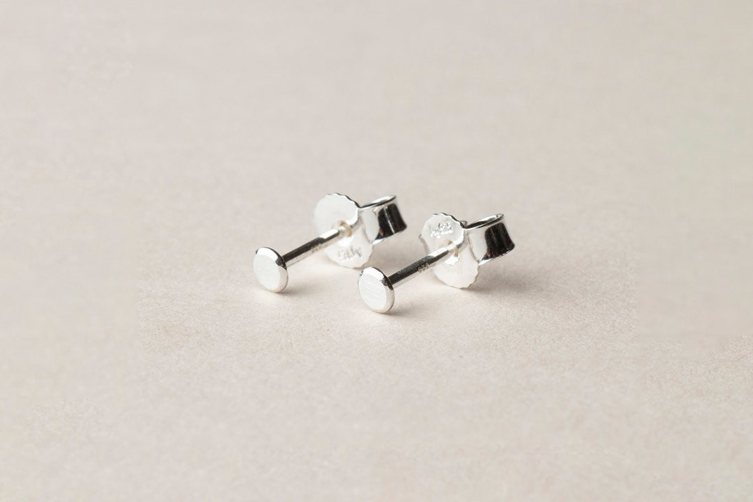 Simple Modern Dot Stud Earrings in Sterling Silver Dainty - Etsy
