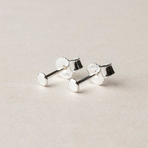 Simple Modern Dot Stud Earrings in Sterling Silver Dainty - Etsy