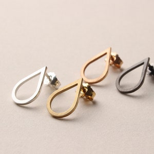 Drop studs medium in silver, goldplated, rosegoldplated, blackened, simple silver studs, scandinavian jewelry, bridal earrings, drop earring image 1