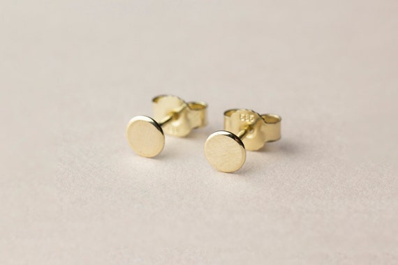 Punkt Ohrstecker Gross 585 Gold Runde Plattchen Stecker 5mm Etsy