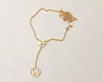 Collier Y Aino en or avec fermoir toggle, Y Necklace Gold, collier toggle