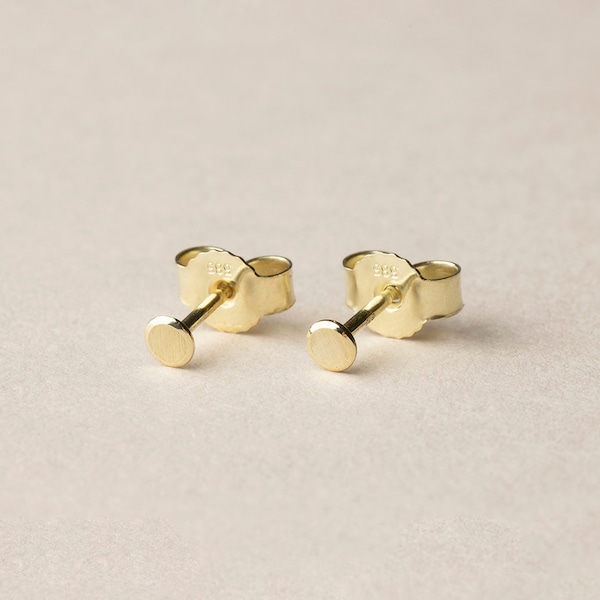 Punkt Ohrstecker klein in 585 Gold oder goldplatiertem Silber, 14kt gold studs, Ohrringe Gold