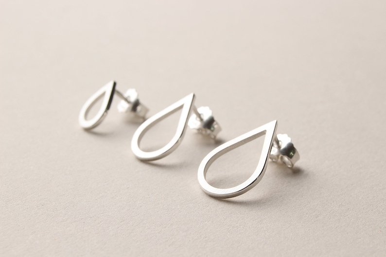 Drop studs medium in silver, goldplated, rosegoldplated, blackened, simple silver studs, scandinavian jewelry, bridal earrings, drop earring image 5