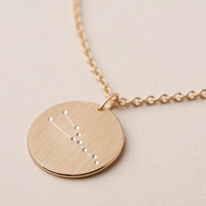 Zodiac sign necklace in goldplated silver, constellation necklace, best friend necklace, confirmation gift, delicate zodiac pendant image 1