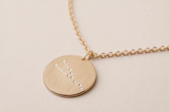 Sternzeichen Kette in Goldplatiert, Anhänger Sternzeichen, 18ct gold zodiac necklace