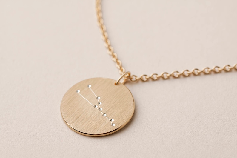 Zodiac sign necklace in goldplated silver, constellation necklace, best friend necklace, confirmation gift, delicate zodiac pendant image 1