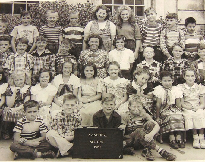 Vintage 1950s Elementary School Class Photo, Sanchez Elementary School ...