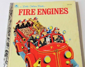 Fire Engines, Vintage 1950s Little Golden Children's Book, Illustrated by Tibor Gergely, Fire Trucks
