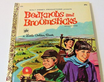 Bedknobs and Broomsticks, Vintage 1970s Little Golden Children's Book, Walt Disney, 1971