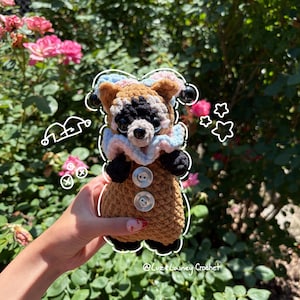 Jester Clown Raccoon, Handmade Collectible Crochet Plushie