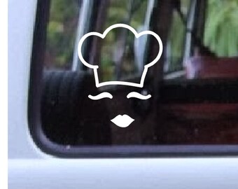 Chef Lady Decal Design #577, Car Window Decals, Cooking Stickers, Wall Decals, Culinary Decals, Food Decals, Water Bottle, Lap Top Decals