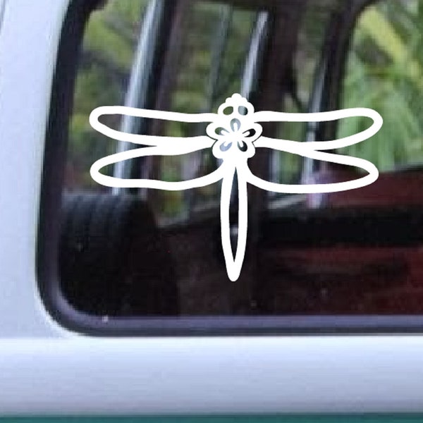 Dragonfly Flower Decal 186 Car Window Decals, Insect Decals, Flower Stickers, Wall Decals, Water Bottle Decals, Gifts for Mom