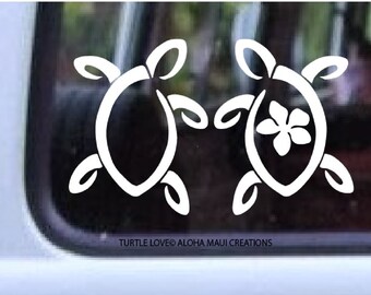 Turtle Love Decal 363, Car Window Decal, Turtle Stickers, Hawaiian Sea Life, Wall Decals, Water Bottle Decals, Love Decals