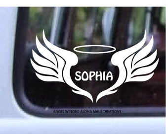Custom Angel Wings Decal 611, Car Window Decals, In Memory Of Decals, Wall Decals, Angelic Stickers, Water Bottle Decals