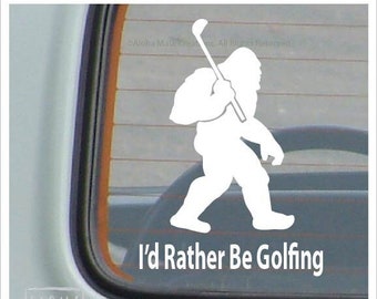 Big Foot Gone Golfing Decal, Sasquatch Sport Sticker window Decals, Yeti Decals, Decal Code #685